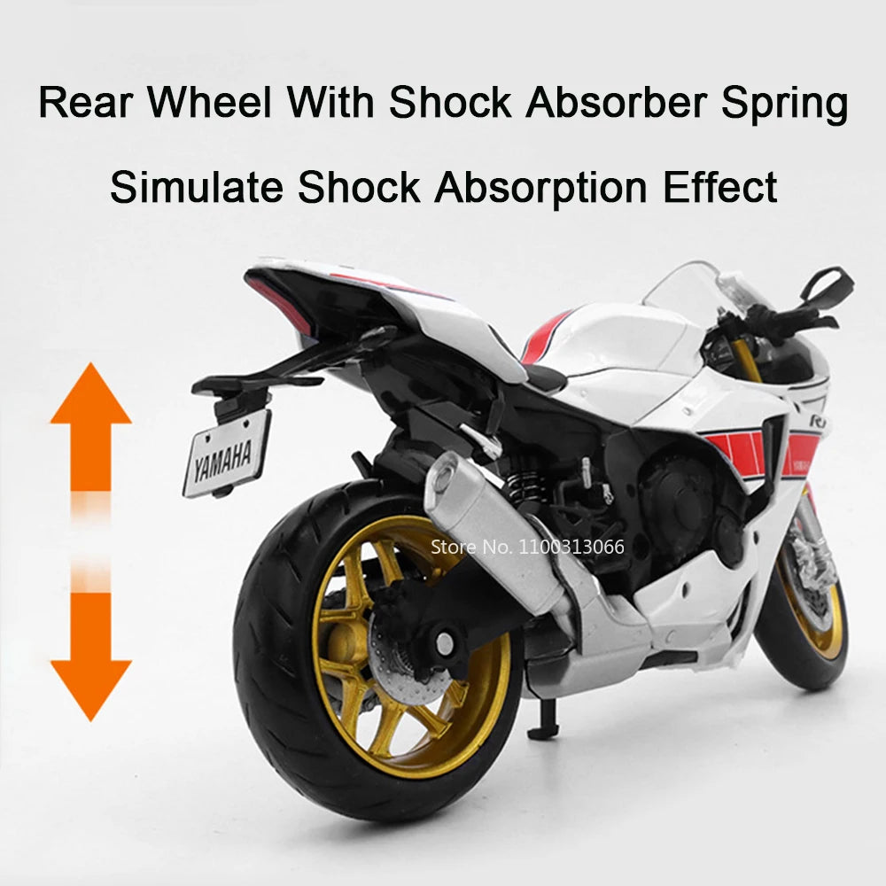1:12 Yamaha YZF-R1M Motorcycle Alloy Diecast Models Toys Cars Loadable Auxiliary Wheel Off-road Motorcycles Model for Boy Gifts