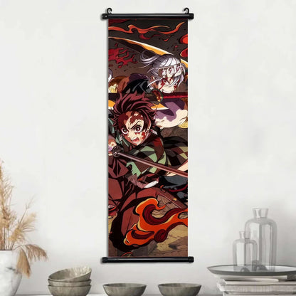 D-Demon Slayer Kamado Tanjirou Scroll Canvas Wall Hanging Painting Home Decor Anime Poster Wall Room Decoration Decro Wallpaper
