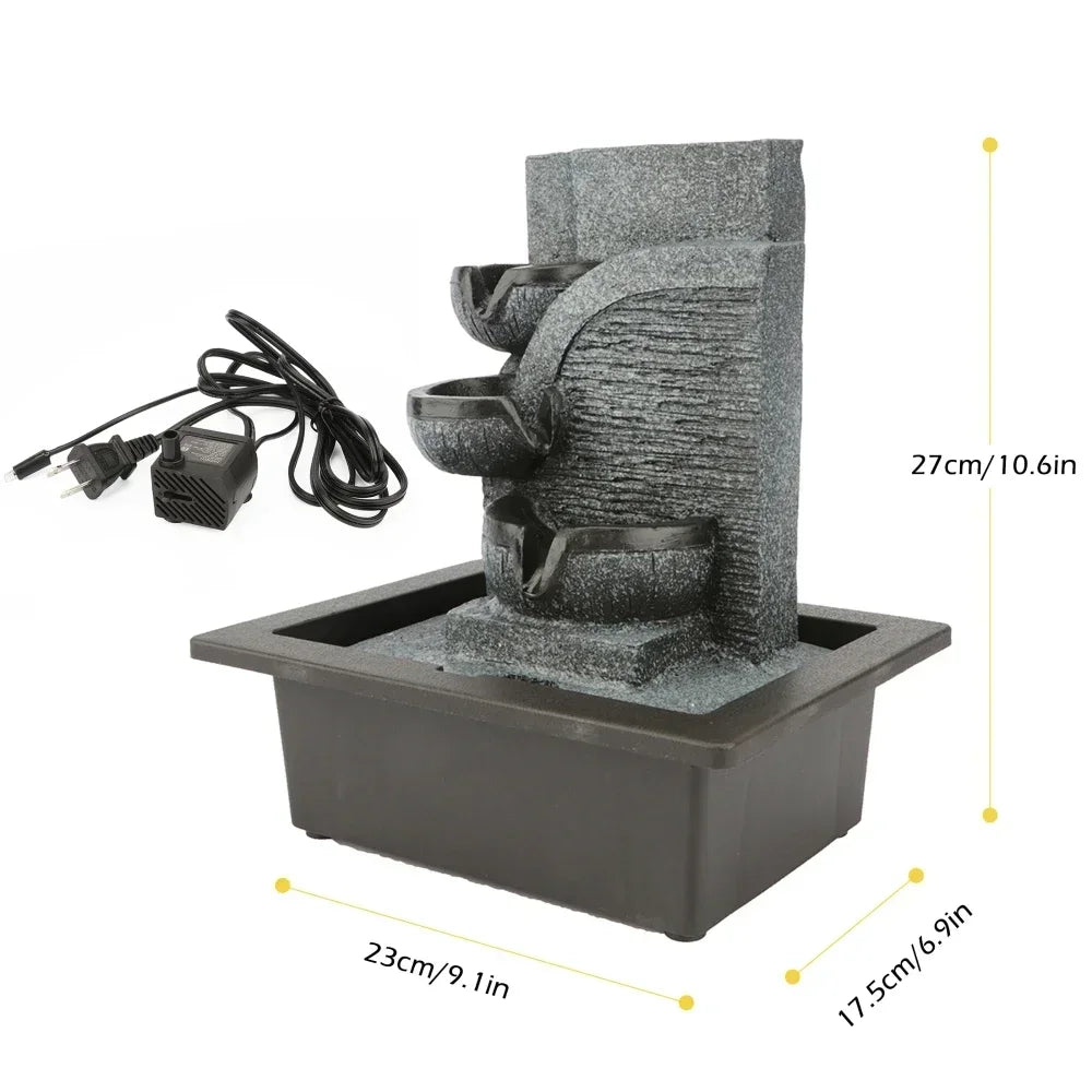 Tabletop Fengshui Water Fountain with LED Geomantic Ball Simple Indoor Decoration Mini Waterfalls Landscape Ornament Gift