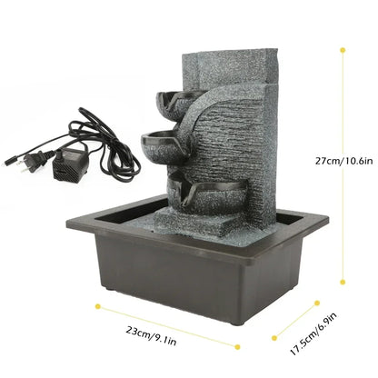 Tabletop Fengshui Water Fountain with LED Geomantic Ball Simple Indoor Decoration Mini Waterfalls Landscape Ornament Gift