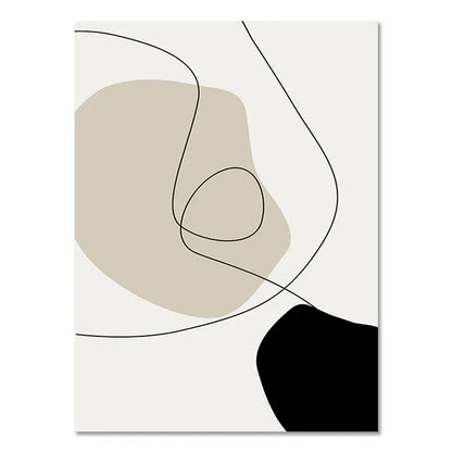 Abstract Boho Geometric Line Posters Black Beige Bohemian Wall Art Canvas Painting Print Picture for Living Room Home Decoration