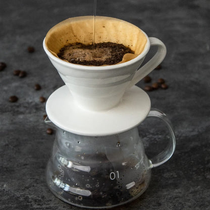 V.60 Keramik-Kaffeetropfer zum Übergießen, V-Form, Tropfbrühfilter, Kaffeemaschine, Weiß, 2 Tassen, 4 Tassen