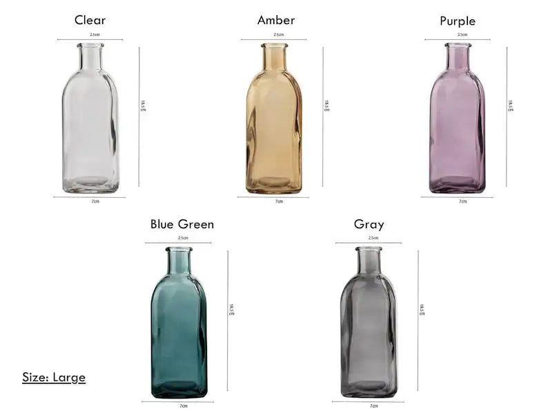 Small Colorful Vases for Flowers | Glass Bud Vases | Transparent Stained Glass Vase Set | Dried Fresh Flower Vase | Minima