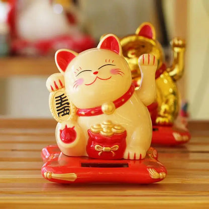 Wealth Waving Hand Cat Chinese Lucky Cat Cartoon Ornament Cute Waving Arm Beckoning Fortune Cat For Home Office Decoration