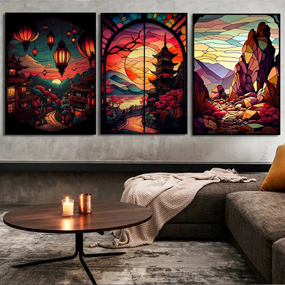 Modern Stained Glass Scenery Canvas Prints Wall Art Painting Nordic Posters Pictures Home Decor Mural For Living Room Unframed