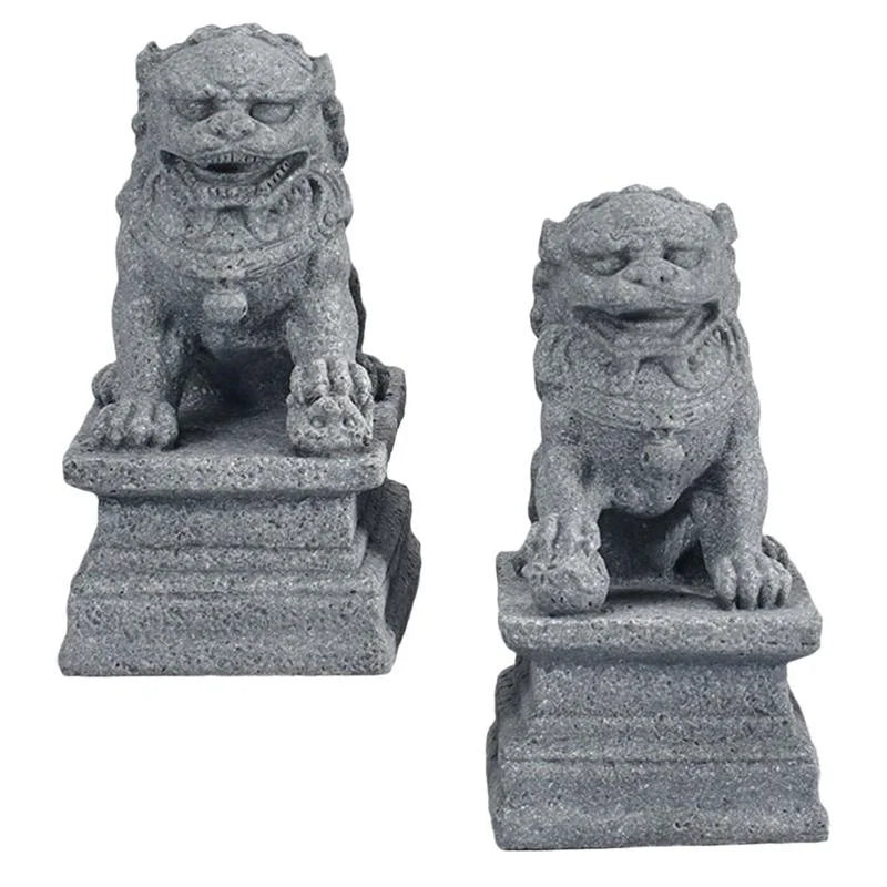Statue Foo Shui Feng Figurine Miniature Pierre Lion Sculpture Décoration Gardien Prospérité Chinoise Décor Paire Fu Mini Figurines