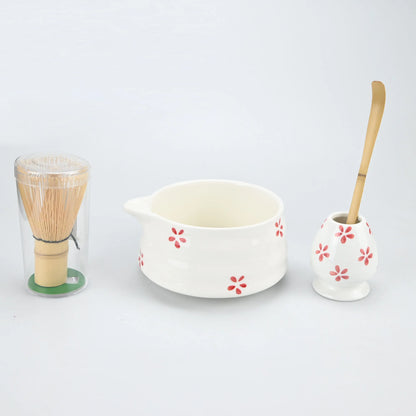 4pcs/set Easy To Clean Matcha Tea Set With Tool Rack, Including Bowl, Whisk, Spoon, Great Gift For Ceremony, Traditional Japanes