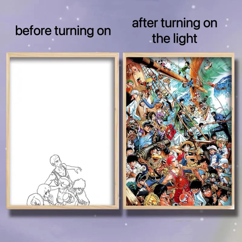Anime Jujutsu Kaisen Figure Led Night Light  Anime Figurine Photo Frame Painting Decor Light Bedroom Decoraction Christmas Gifts