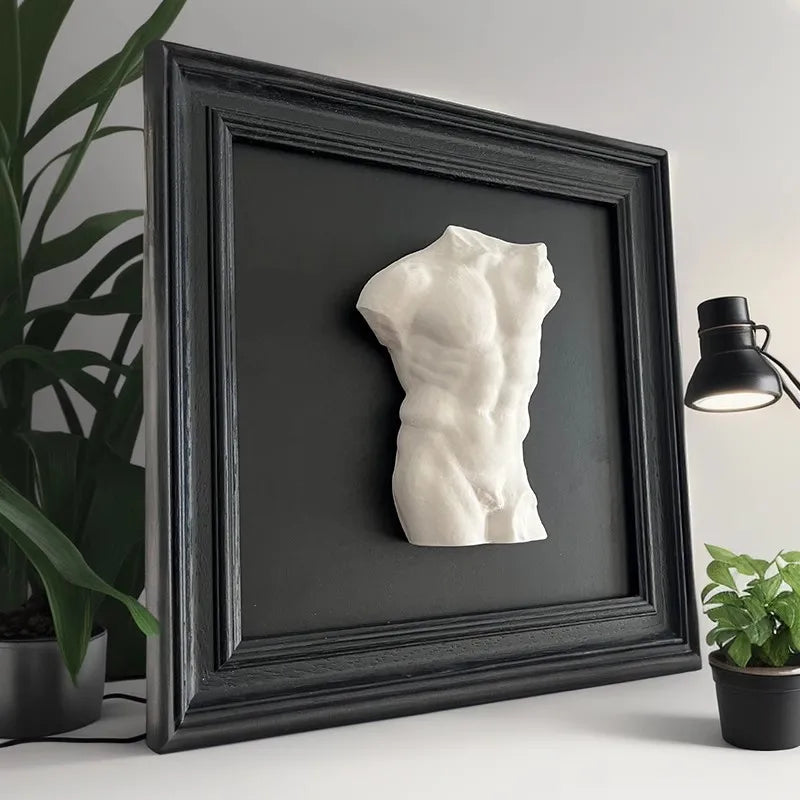 Retro Roman Torso Sculpture Three-Dimensional Relief Modern Minimalist Decorative Painting Desktop Photo Frame Ornament Gift