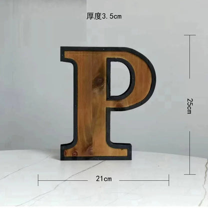 Industrial Style Uppercase English Letter Combination Distressed Solid Wood Bar Ornaments Cafe Shop Logo Decor Desktop Crafts