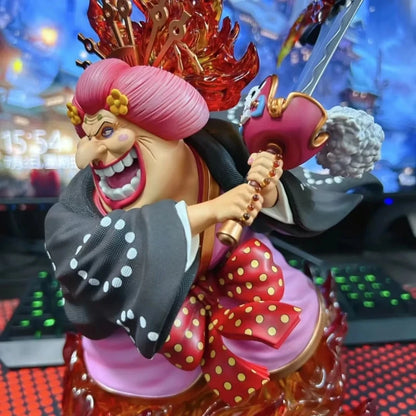 25cm One Piece Figure Big·Mom Figure Charlotte Linlin Figures With Light Anime Pvc Gk Statue Figurine Model Collection Toys Gift