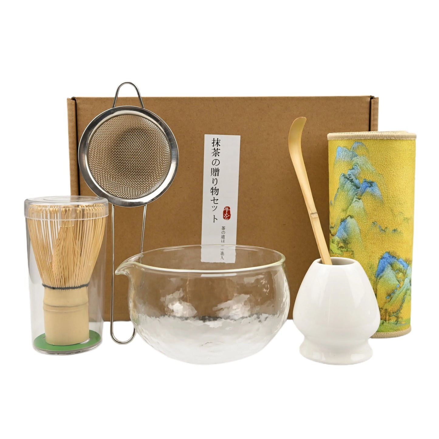 6PCS/Set Japanese-style matcha bowl ,Cloth, Spoon, Strainer, Tea Whisk, Perfect Gift For Ceremony, Traditional Decoration