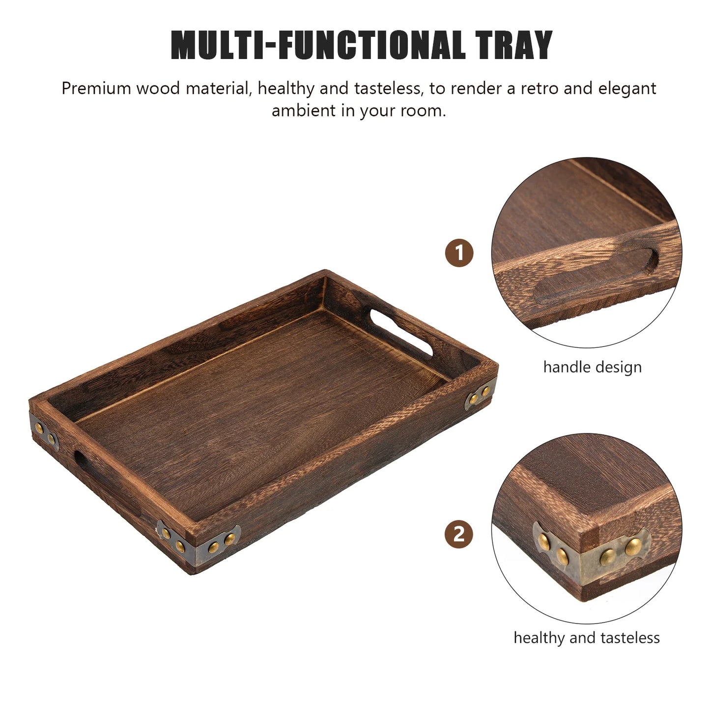 Distressed Solid Wood Pallet Plate for Home Wooden Halloween Decor Food Bamboo Bathtub Tray