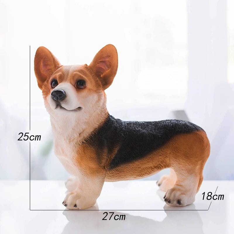 Corgi Dog Statue Home Outdoor Garden Decoration Statue Sculpture Lovable Corgi Figurine Kawaii Model Resin Sculpture Ornament