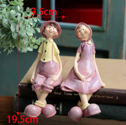 American Country Hanging Feet Couple Doll Resin Figurines Decoration items Outdoor Garden Accessories Courtyard Villa Statue Art
