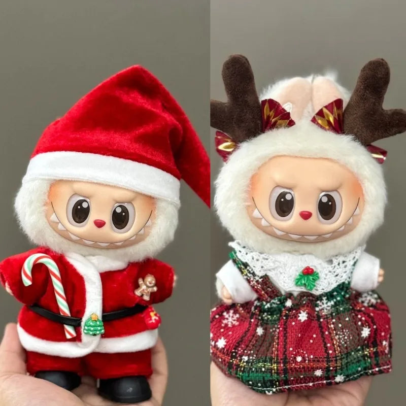 Christmas Gifts For LaFu Fu Clothes Christmas Deer Set Red Festive Outfit For 1 2 3 Outfit Holiday Gift