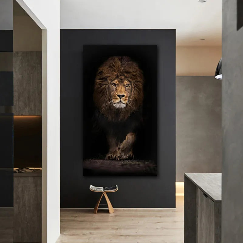 Modern Creative Wall Art Black Gold Lion Animal Poster Canvas Oil Painting And Print Living Room Bedroom Decoration Gifts