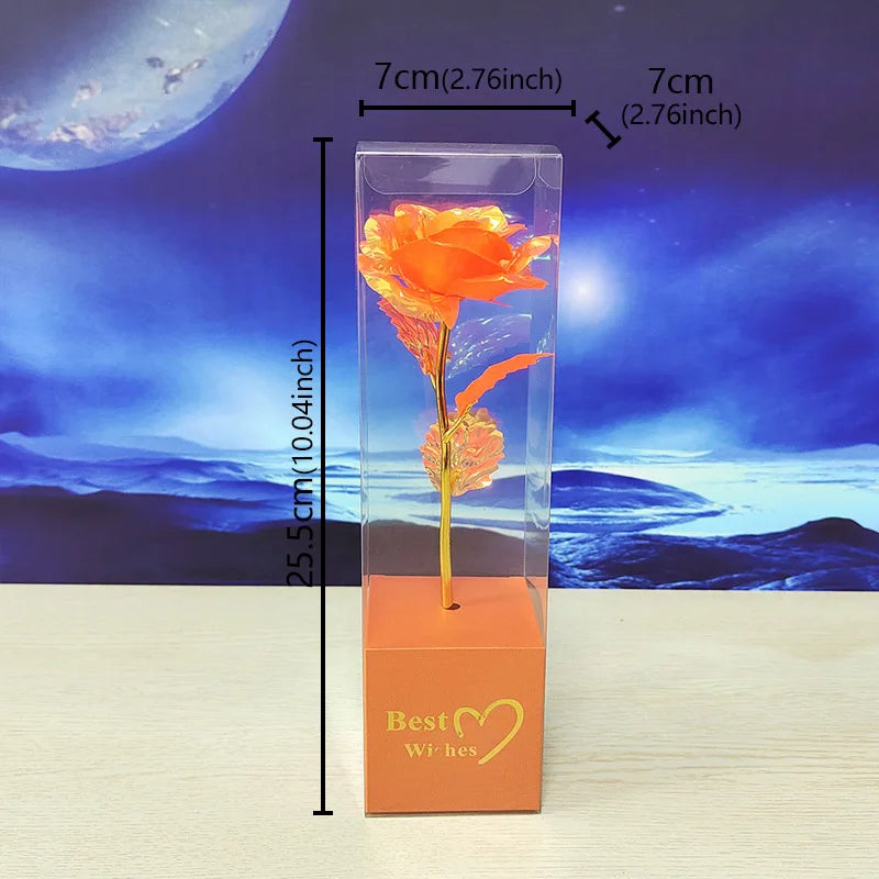 Galaxy Rose Eternal 24K Gold Flower Foil Plastic Artificial Roses Forever Love Wedding Decor Lover Roses Creative Gift Decor