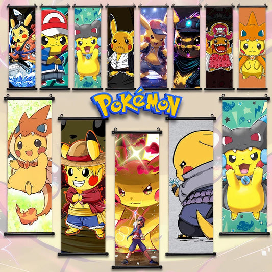 P-Pokemon Japanese Anime Peripheral Poster Modern Room Decoration Picture Charizard Painting Wall Pikachu Canvas Home Decor Gift