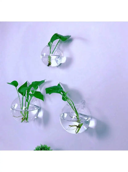 2/4/6 Pack Wall Hanging Glass Terrarium - Self-Watering Hydroponic Planter for Home Office Decor, Handmade Round Crystal Vase