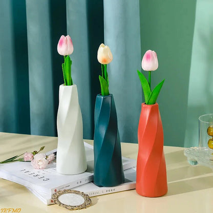 Nordic Plastic Flower Vase Hydroponic Pot Vase Decoration Home Desk Decorative Vases for Flowers Plant Wedding Table Decor