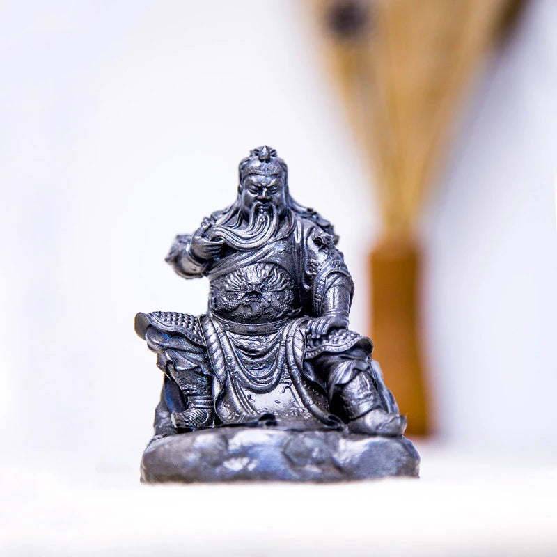 Chinese Imitation Cast Iron Martial Arts Saint Guan Yu and Guan Gong Er Ye Figure Desktop Ornaments Home Art Figurine Decoration
