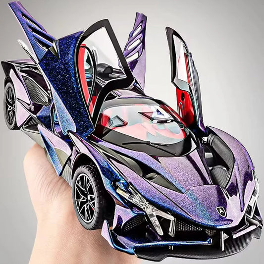 1:24 Alloy Diecast Apollo EVO IE Cars Model Toys Wheel Pull Back Miniature Toy with Sound Light Vehicles for Boys Festival Gifts