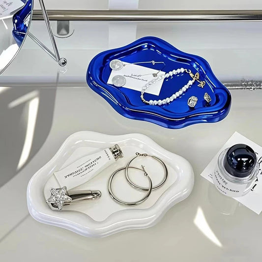 Creative Jewelry Display Tray White Cloud Shaped Abs Decorative Watch Key Tray Holder Home Storage Accessory