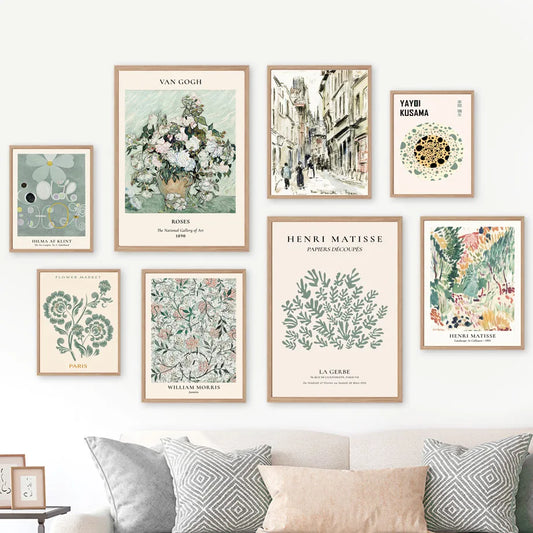 Henri Matisse Van Gogh Morris Wall Art Canvas Painting Abstract Exhibition Mid Century Posters Prints Pictures Living Room Decor