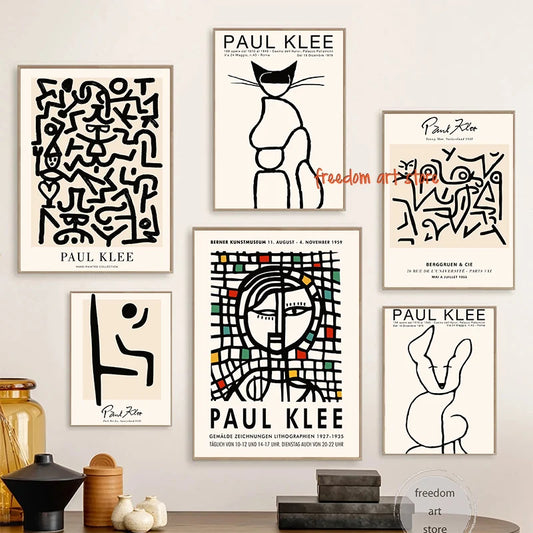 Abstract Paul Klee Exhibition 1959 Artworks Line Dog Cat Art Posters Canvas Painting Wall Prints Picture Living Room Home Decor