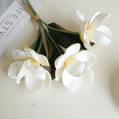 33CM New Chinese Style Artificial 3-Branch Bundle Magnolia Flower Home Decoration Living Room Dining Table Decoration