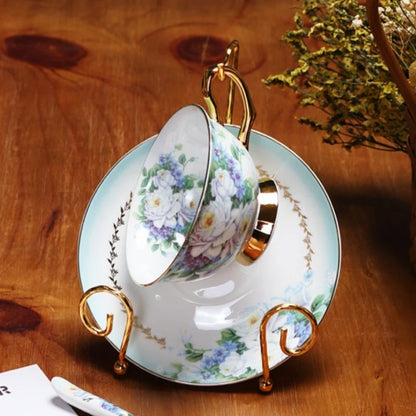 European Royal Palace Bone China Coffee Mug Luxury Porcelain Tea Set Ceramic Tea Cups with Saucer Spoon Drinkware Coffeeware