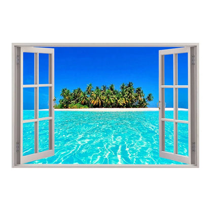 Window Effect Landscape Poster Bedroom Seascape Sea View Canvas Painting and Prints Wall Art Picture for Living Room Home Decor