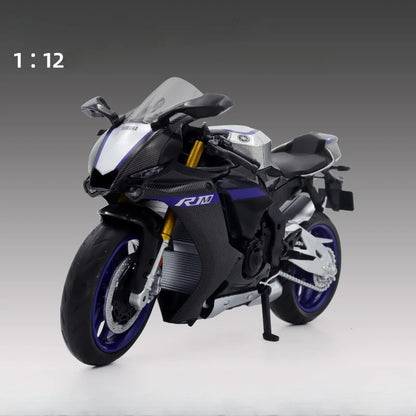 1:12 Yamaha YZF-R1M Motorcycle Alloy Diecast Models Toys Cars Loadable Auxiliary Wheel Off-road Motorcycles Model for Boy Gifts