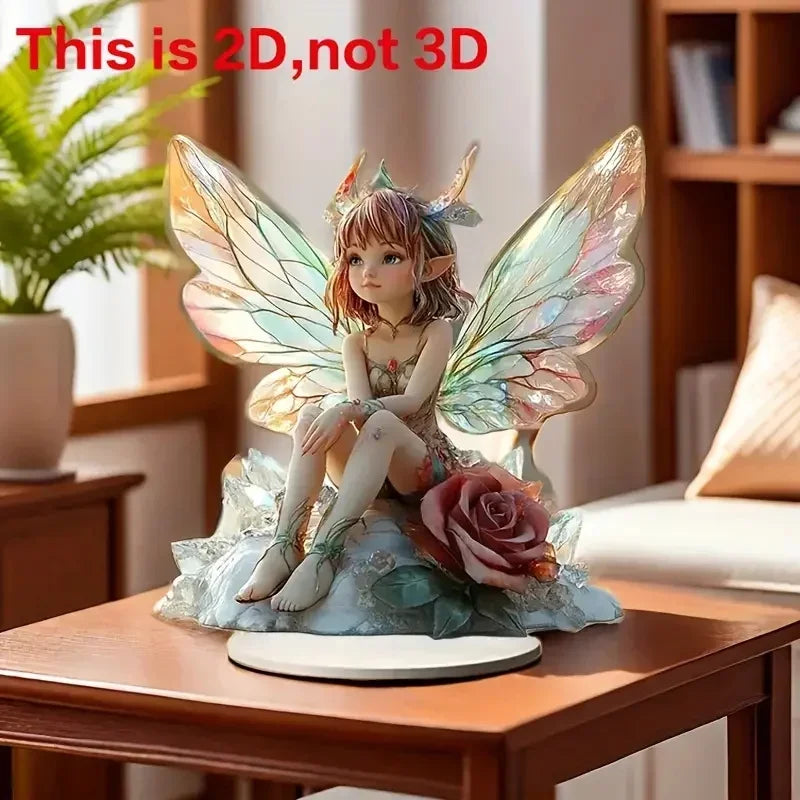 Vibrant Green Butterfly Fairy 2D Flat Acrylic Table Decoration ,Home,studio,Cafe,room, Ornament Desktop Gift Kit Sign