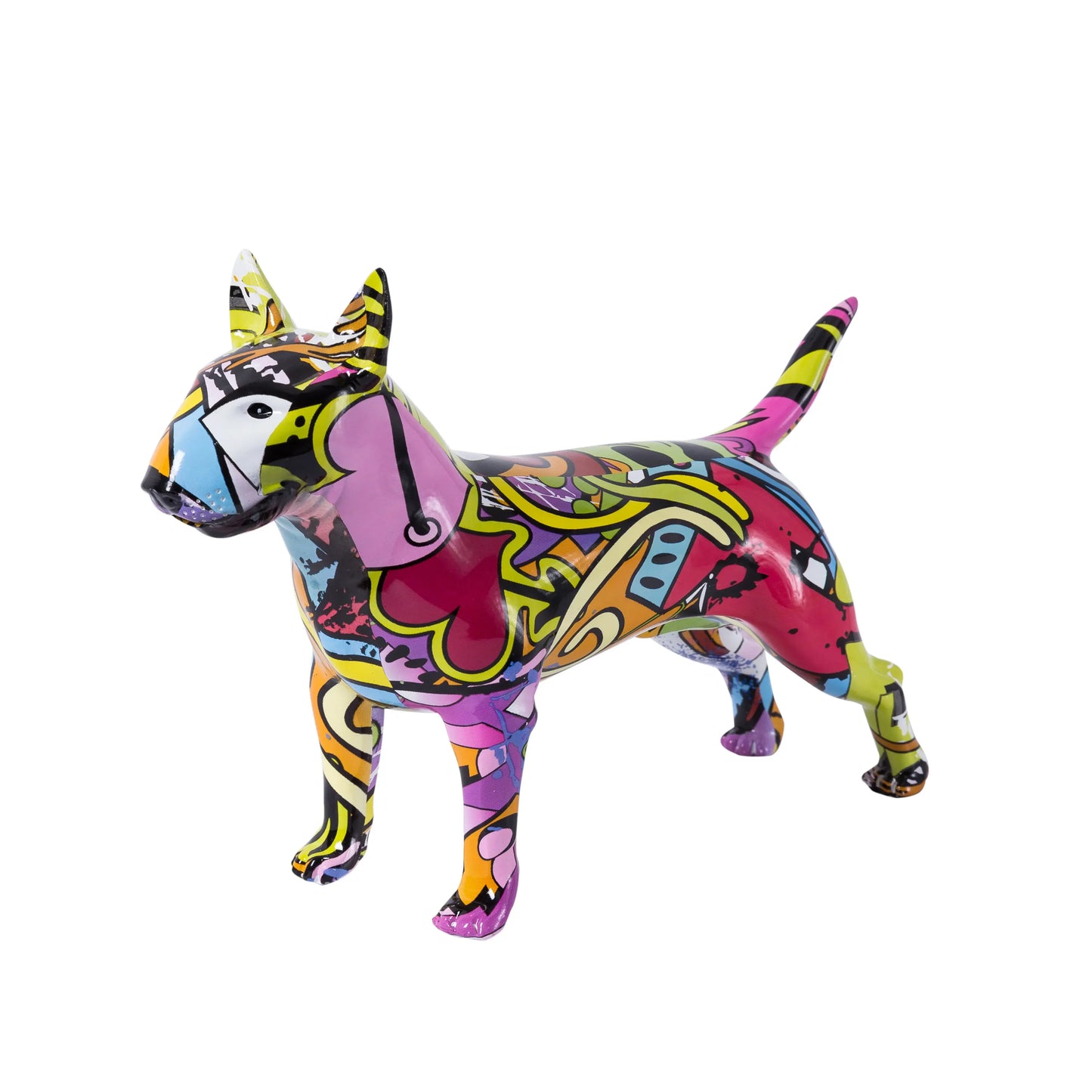 Creative Art Colorful Bull terrier Small English Resin Dog Crafts Home Decoration Color Modern Simple Office Desktop Craft