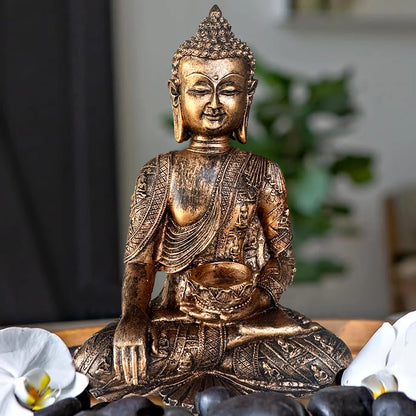 Home Decoration Sculptures And Figurines Resin Handicraft Buddha Candlestick Ornaments Buddha Statue Desk Topper Tablescape