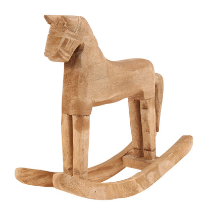 Wood Rocking Horse Figurine Vintage Wooden Horse Statue Sculpture Figurine for Home Office Living Room and Housewarming Baby