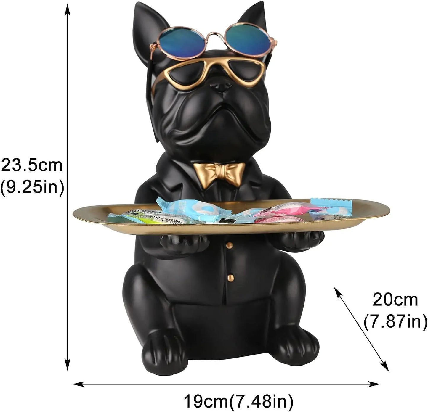 Resin Bulldog Desk Storage Tray Statue Coin Piggy Bank Storage Animal Sculpture Table Decoration Multifunction Office Home Decor
