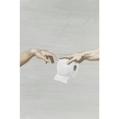 Hand of God and Adam Funny Toilet Paper Wash Room Bathroom Living Wall Art Home Decoration Retro Picture Canvas Painting Poster