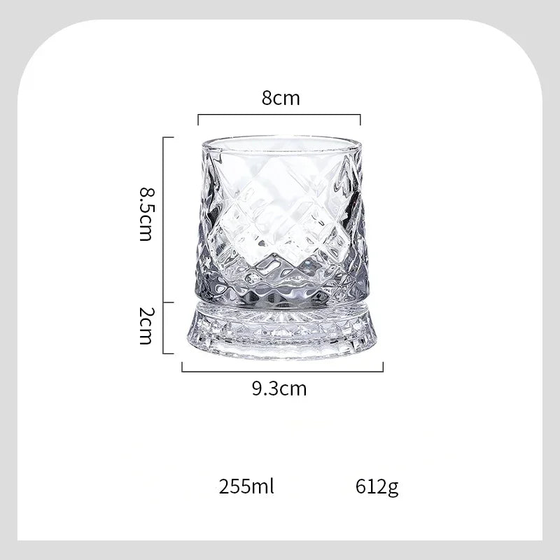 European Crystal Wine Decanter with Rotating Star Design - Whiskey & Beer Glass Set, Modern Home Bar Accessories Gift