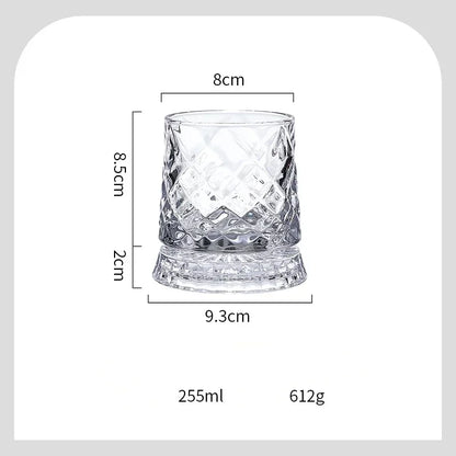 European Crystal Wine Decanter with Rotating Star Design - Whiskey & Beer Glass Set, Modern Home Bar Accessories Gift