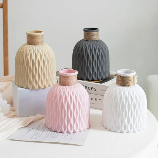 Vase en plastique ondulé à l'eau, 1 pièce, Arrangement de Pot de fleur ondulé, Style nordique moderne, décoration de maison, salon, bureau, ornement