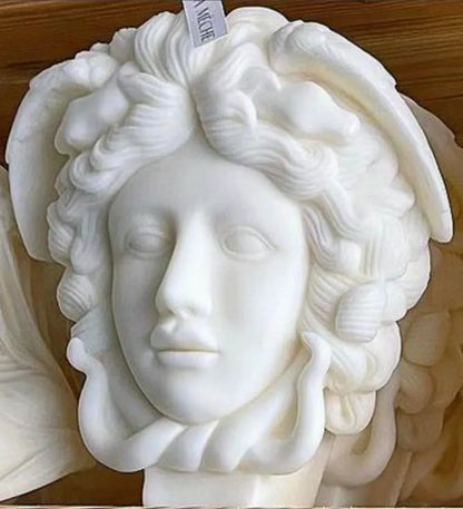 Bricolage grande déesse méduse tête de serpent bougie moule en Silicone Mithus David demi-visage Statue résine époxy Silicone moule décor à la maison