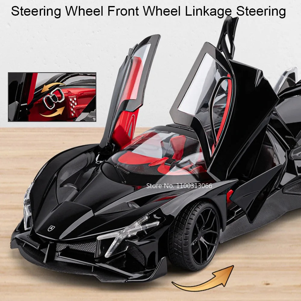 1:18 Apollo EVO Pagani Huayra Roadster BC Model Toy Cars Wheel Pull Back Miniature Vehicle 4 Doors Opened Car Toddler Kids Gifts