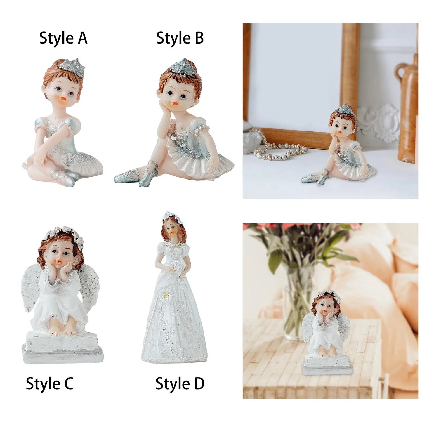 Nordic Retro Angel Statue Fairy Angel Figurine Photography Background Collectible Art Ornament Resin Statue