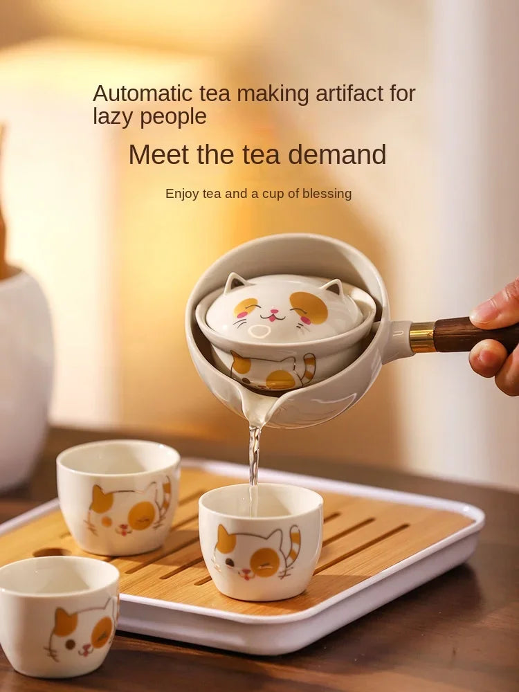 KAWASIMAYA Kung Fu Tea Set Home Portable Travel Office Ladies Exquisite Bubble Tea Set Tea Cup Set