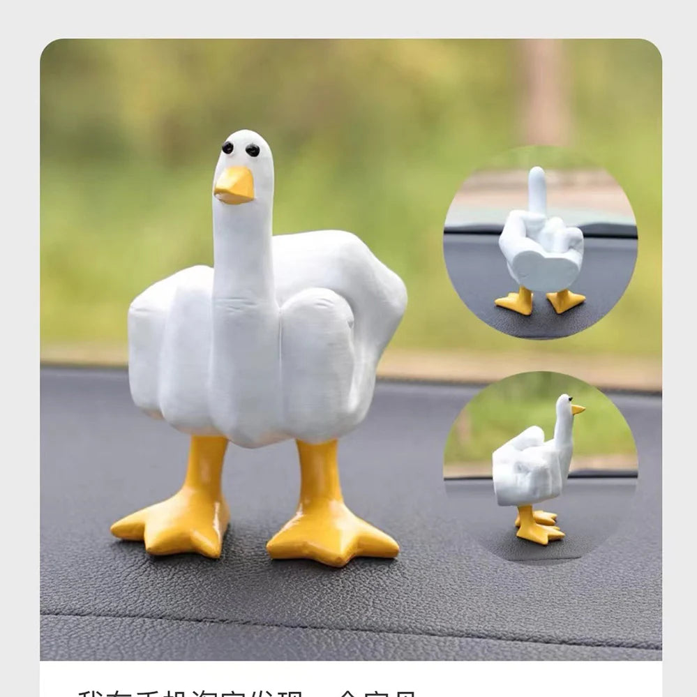 Middle Finger Duck Resin Statue Garden Courtyard Ornaments Funny Little Duck Figurines Sculpture Crafts Home Decoration Gifts