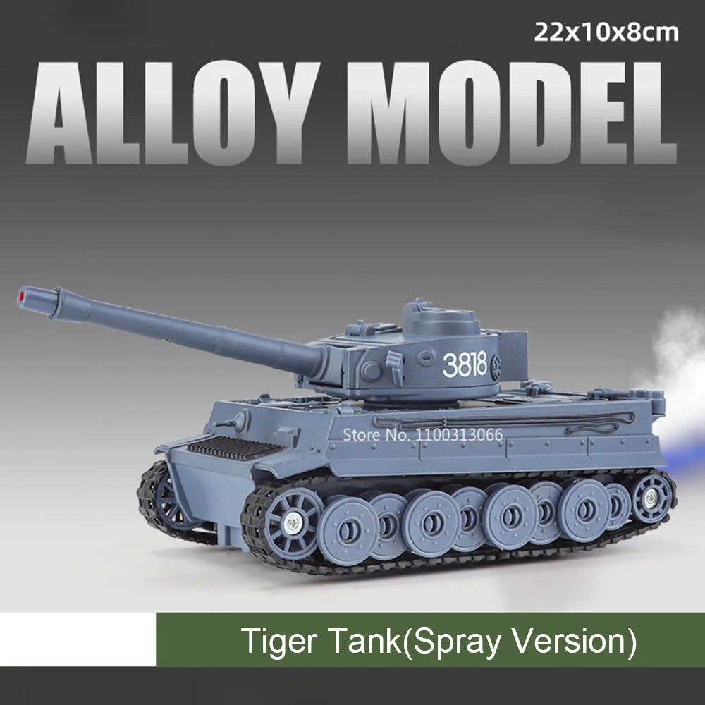1:32 Alloy Tiger Tanks Toy Diecast Models Cars Spray Version Wheel Pull Back Light Sound Miniature T-90 Tank Kids Birthday Gifts
