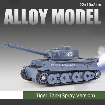 1:32 Alloy Tiger Tanks Toy Diecast Models Cars Spray Version Wheel Pull Back Light Sound Miniature T-90 Tank Kids Birthday Gifts